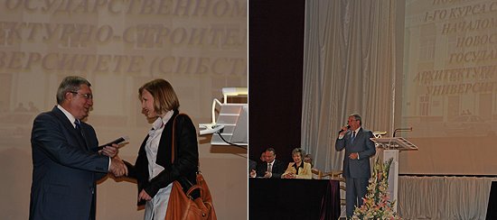 Виктор Толоконский вручил студенческие билеты первокурсникам  Новосибирского государственного архитектурно-строительного университета