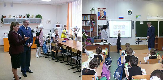 Виктор Толоконский осмотрел класс технологии для девочек и кабинет начальных классов