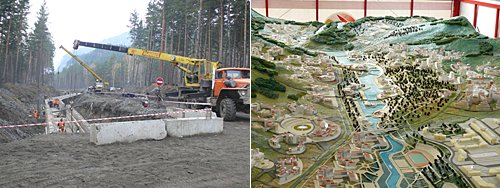 Текущее строительство на территории ОЭЗ «Бирюзовая Катунь» и макет игорной зоны
