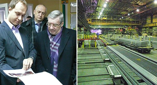 Слева – в городском центре содействия малому и среднему бизнесу; справа – цех Новокузнецкого металлургического комбината