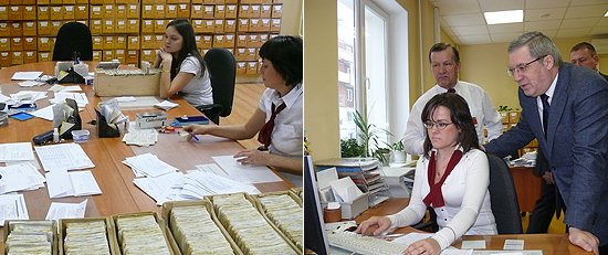 Виктор Толоконский осмотрел картотеку УФМС по Новосибирской области и ознакомился с возможностями электронной базы данных
