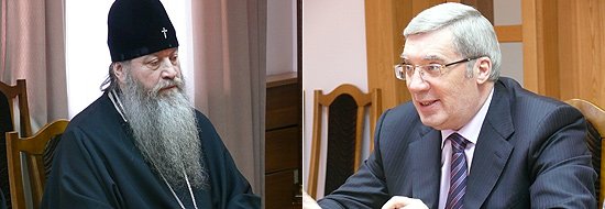 Управляющий Новосибирской епархией Русской православной церкви архиепископ Новосибирский и Бердский Тихон и полномочный представитель Президента РФ в СФО Виктор Толоконский
