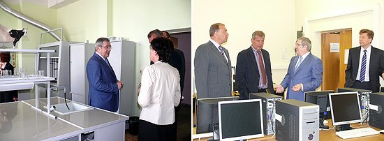 Виктор Толоконский считает необходимым активное развитие научно-исследовательской    деятельности в вузах (на фото - посещение лабораторий Сибирского университета    потребительской кооперации)