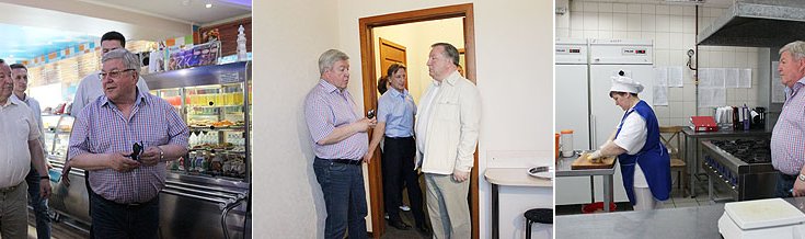 Полпред ознакомился с работой пунктов общественного питания, станций технического обслуживания, гостиниц