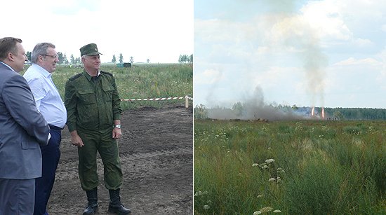 Полномочному представителю продемонстрировали новый способ утилизации боеприпасов - с помощью устройства Р-40 «Разрушитель»