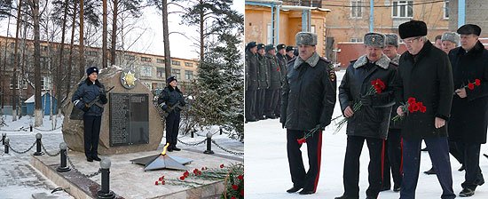 Возложение цветов к памятнику выпускникам Центра профессиональной подготовки ГУ МВД России по Новосибирской области, погибшим при выполнении служебных обязанностей