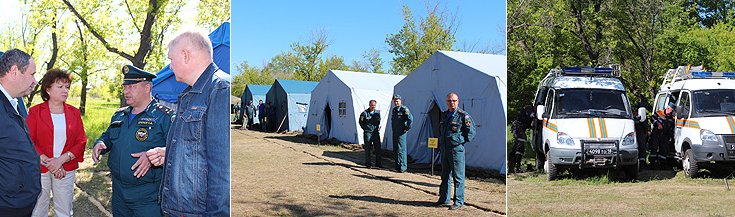 Для оказания помощи населению и проведения спасательных работ в городе размещена группировка сил сводного отряда МЧС России по Новосибирской области под руководством Андрея Кучукова
